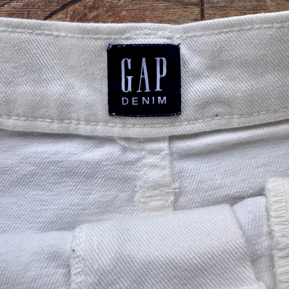 GAP High Rise White Denim Raw Hem Mini Jean Skirt Size 29 - Picture 7 of 7